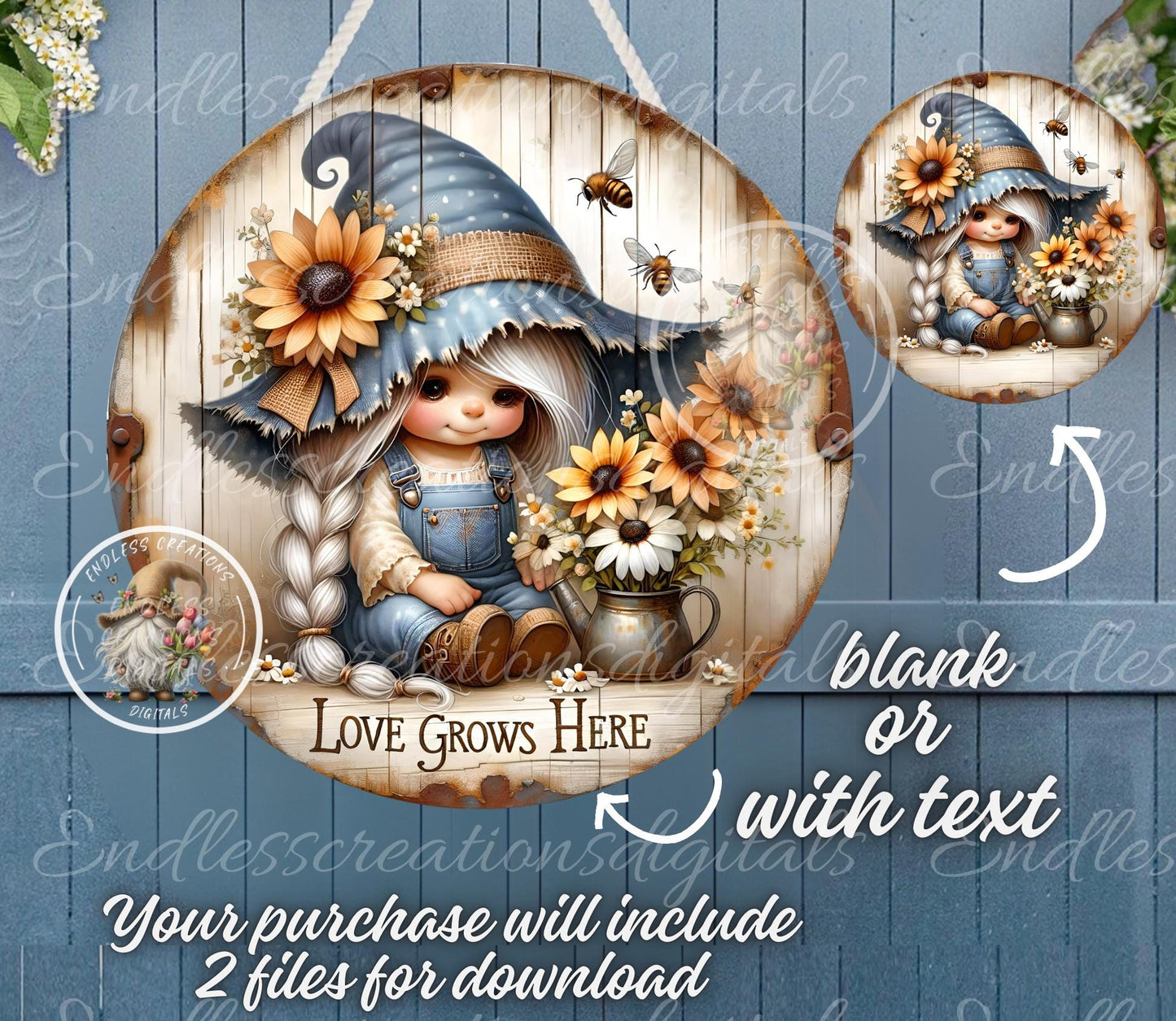 LOVE GROWS HERE SUMMER GIRL GNOME