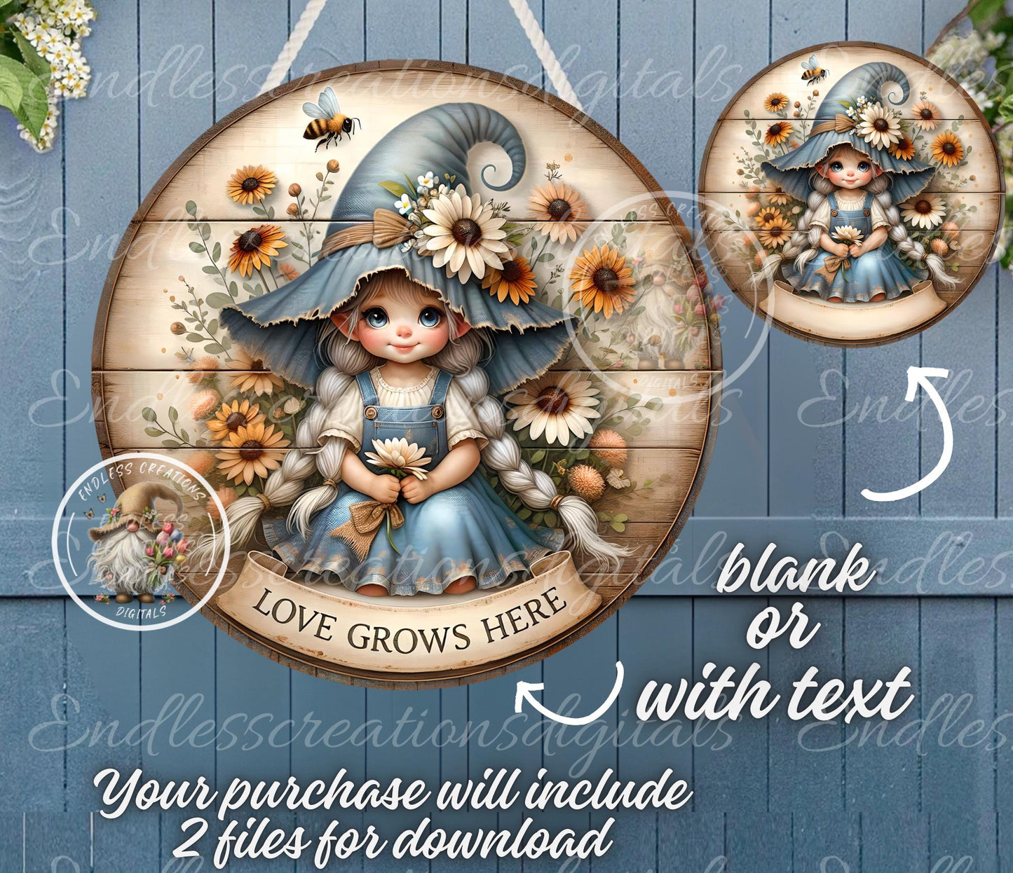 LOVE GROWS HERE SUMMER GIRL GNOME