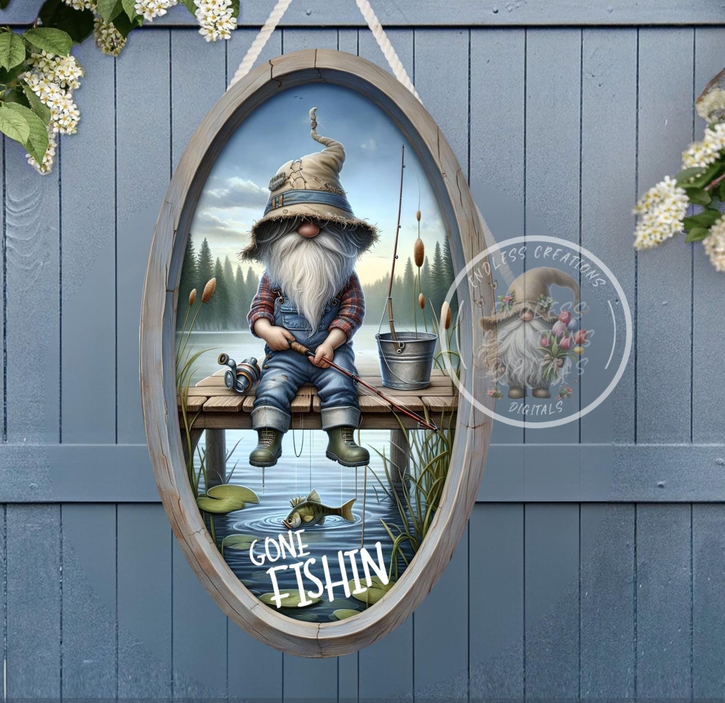 GONE FISHING OVAL DIGITAL
