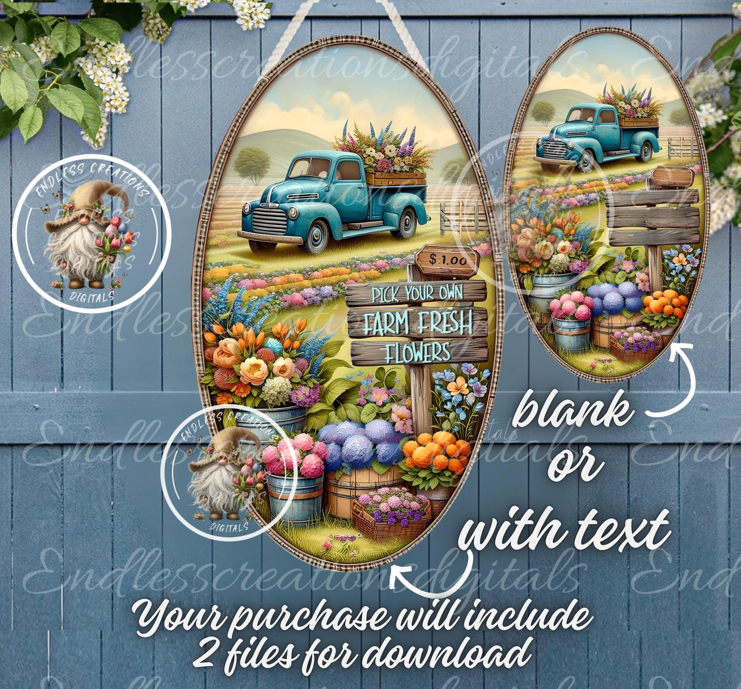 FARM FRESH FLOWERS OVAL DIGITAL