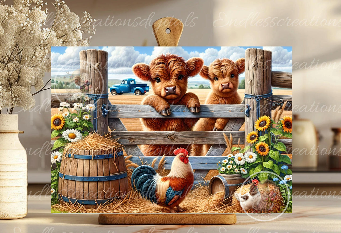 HIGHLAND COW/ROOSTER RECTANGLE