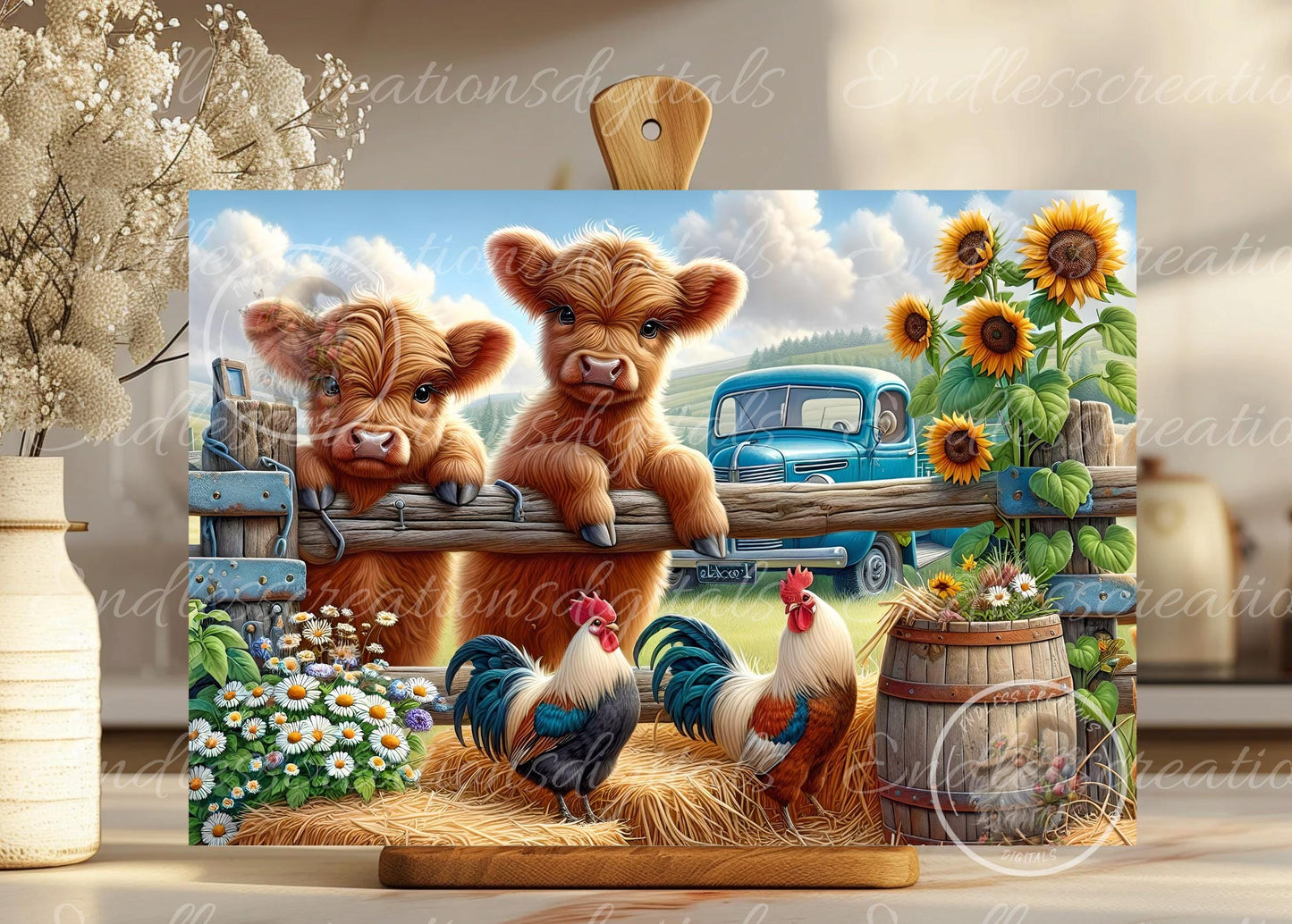 HIGHLAND COW/ROOSTER RECTANGLE