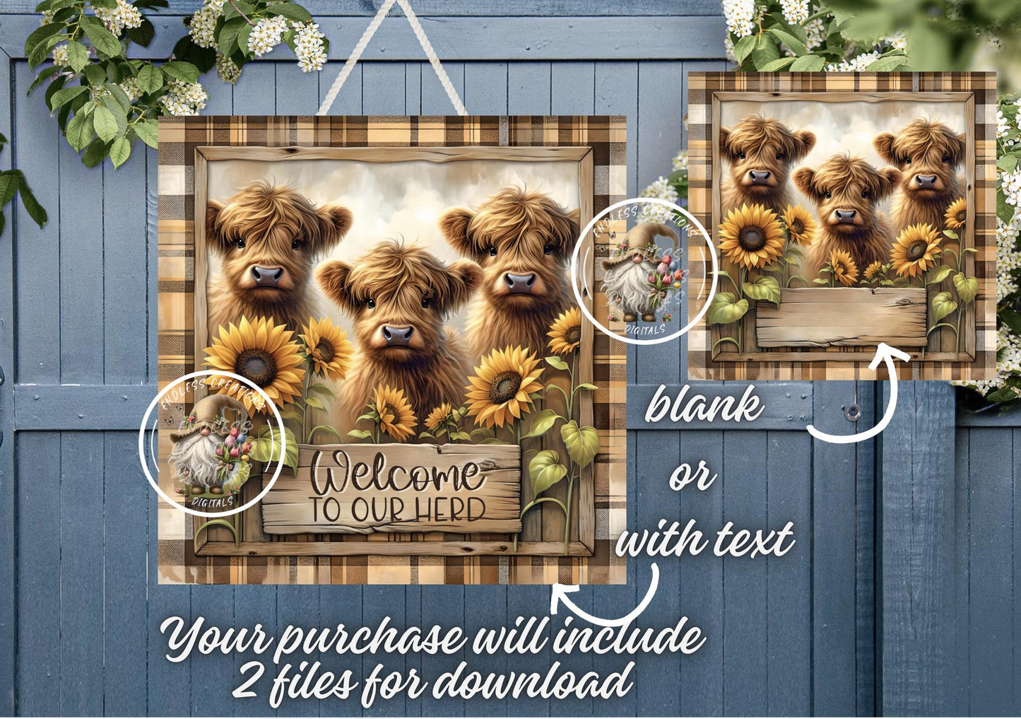 SUNFLOWER SUMMER HIGHLAND COWS