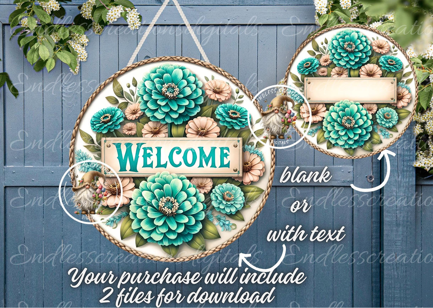WELCOME TEAL SUMMER FLORAL