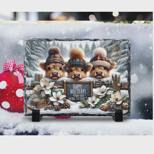 WINTER BABY HIGHLAND COWS RECTANGLE/TINS