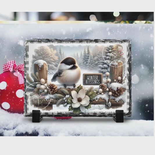 WINTER BLESSINGS CHICKADEES RECTANGLE/TINS