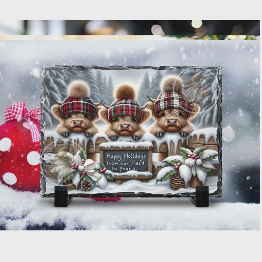 WINTER BABY HIGHLAND COWS RECTANGLE/TINS