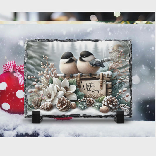WINTER BLESSINGS CHICKADEES RECTANGLE/TINS